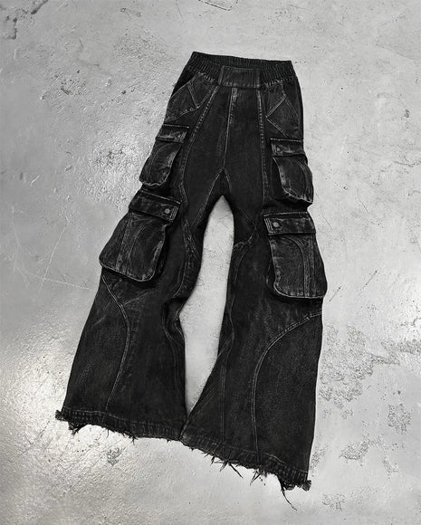 2024 Gothic Retro Wide-Leg Jeans for Men – High Waist Black Denim – Y2K Streetwear with Harajuku & Hip Hop Style