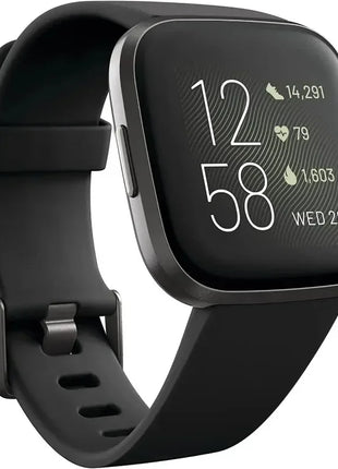 Fitbit Versa 2 Health & Fitness Smartwatch – Heart Rate Monitor, Built-in Alexa, Music Control, Sleep & Swim Tracking – Black/Carbon