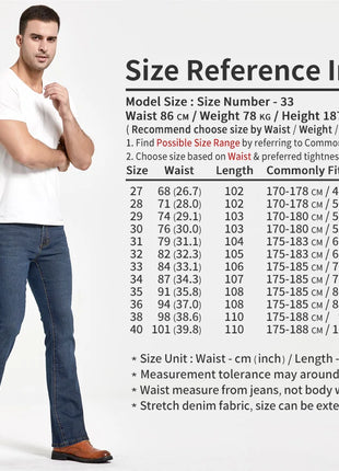 Men’s Bootcut Jeans – Slim Fit, Slightly Flared Stretch Denim – Classic Designer Style in Blue or Black