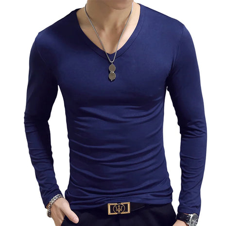 2024 Men’s Long Sleeve Tennis T-Shirt – Slim Fit Sportswear Top – Solid Color Fitness Tee for Active and Casual Wear