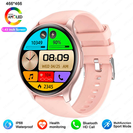 2025 Smartwatch with 1.43" AMOLED HD Display – Bluetooth Calling – Compatible with Xiaomi & Huawei – For Men & Women