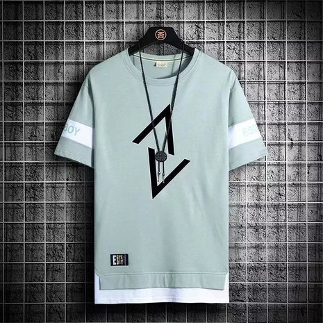 Men’s Fashion Brand T-Shirt – Short Sleeve Summer Streetwear Tee – Vintage-Inspired Round Neck Sportswear Top