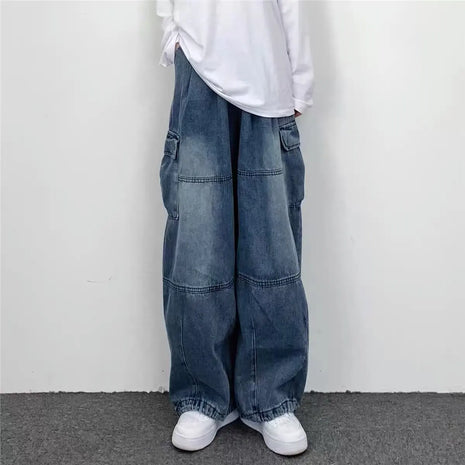 Men’s Wide-Leg Denim Jeans – Casual Loose Fit with Large Pockets – Straight-Leg, All-Season Style for Men & Women