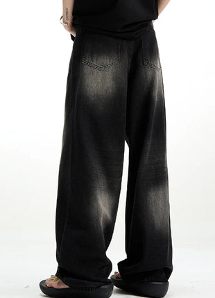 Men’s Classic American Hip-Hop Jeans – Wide-Leg, Retro Straight Fit – Youth Streetwear Style, Oversized Denim Trousers