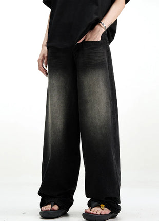 Men’s Classic American Hip-Hop Jeans – Wide-Leg, Retro Straight Fit – Youth Streetwear Style, Oversized Denim Trousers