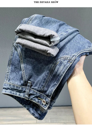 Men’s Tapered Fit Vintage Blue Jeans – Fashion Streetwear Denim Pants – Casual, High-Quality Hip Hop Style