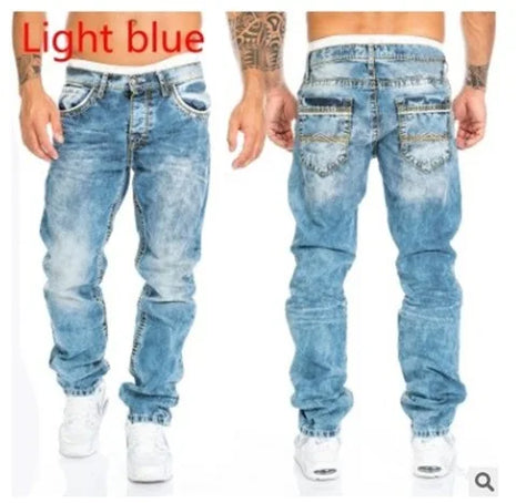 2024 European & American Men’s Fashion Jeans – Casual Straight-Leg Hip-Hop Denim with Visible Stitching – Sizes S to 5XL