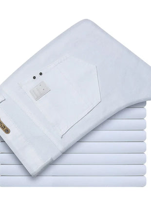 Men’s Slim Fit White Jeans – Stretchable Casual Trousers – Soft, Classic Style for Business & Everyday Wear