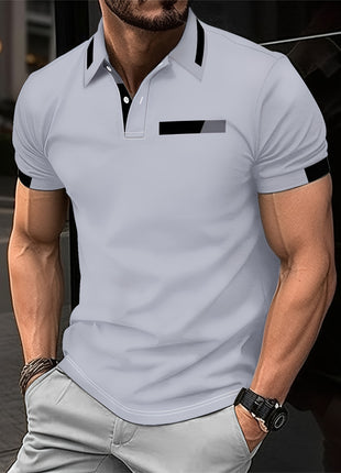 RED SPY Men’s Casual Summer Shirt – Short Sleeve Knit with Heat Transfer Print – Solid Color, Regular Fit, Half Placket Collar – 100% Polyester
