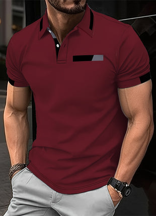 RED SPY Men’s Casual Summer Shirt – Short Sleeve Knit with Heat Transfer Print – Solid Color, Regular Fit, Half Placket Collar – 100% Polyester